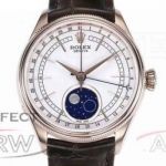 Perfect Replica Rolex Cellini 50535 White Moonphase Rose Gold Face 39mm Watch